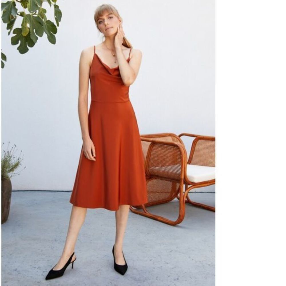 Burnt Orange Midi A-Line Dress NWT